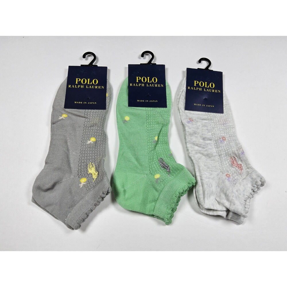 Polo Ralph Lauren Lightweight Floral Lot Of 3 Pair Ankle Socks Japan Size US 5-8